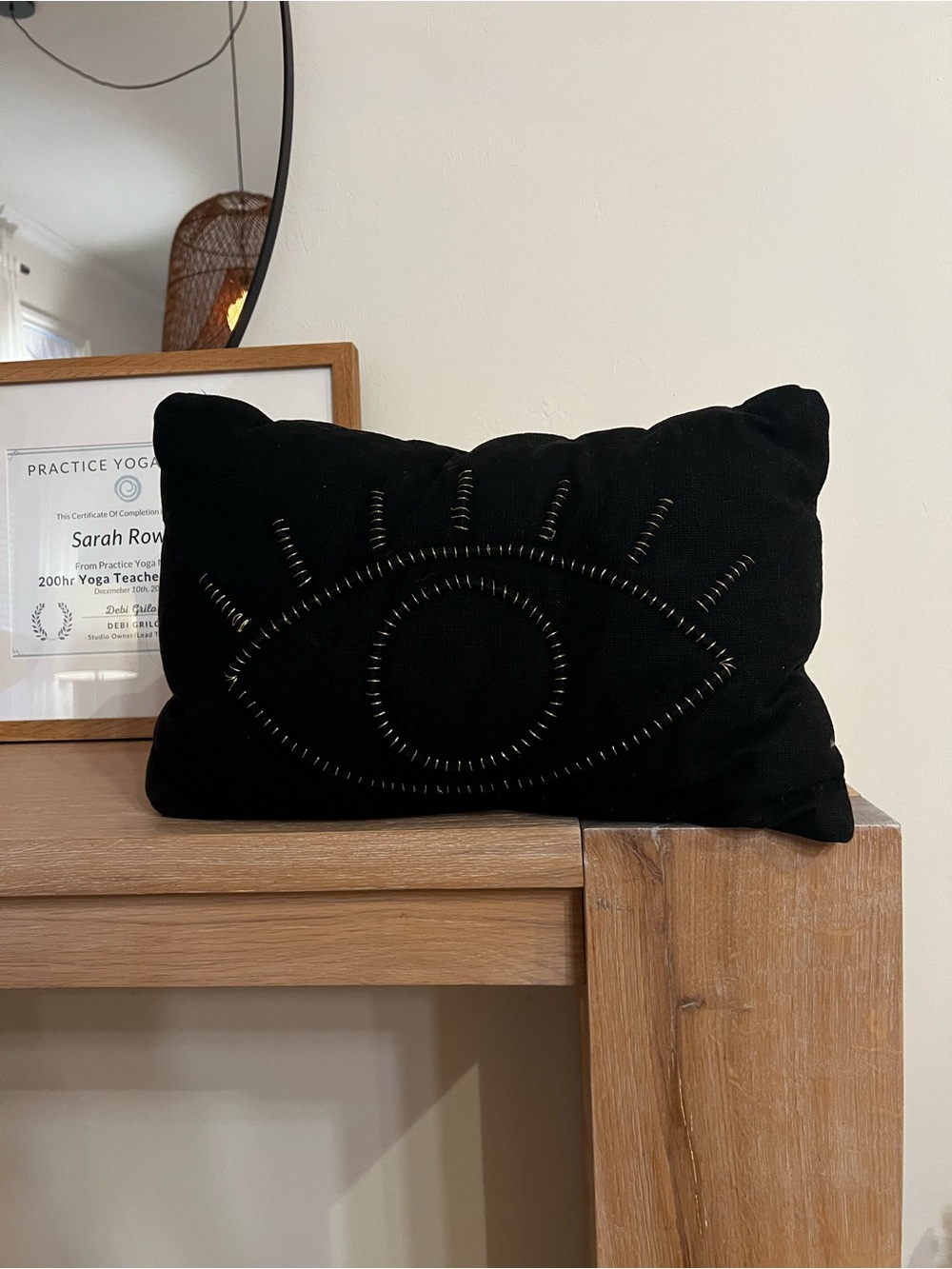Black Evil Eye Decorative Pillow - perfect for Halloween!